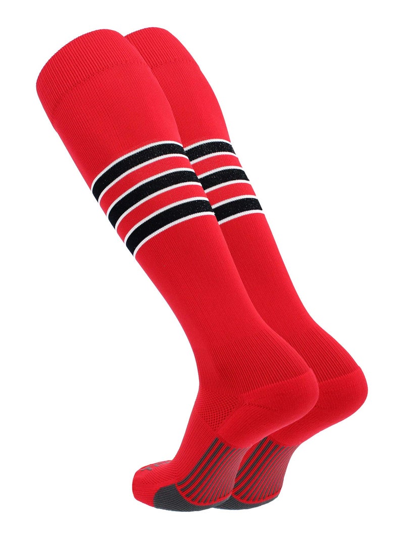 TCK Performance Baseball/Softball Socks (Scarlet/White/Black, Small) - Image 1